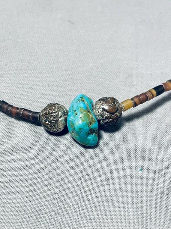 Native American One Of A Kind Vintage Santo Domingo 5 Blue Gem Turquoise Heishi Necklace Native American One Of A Kind Vintage Santo Domingo 5 Blue Gem Turquoise Heishi Necklace