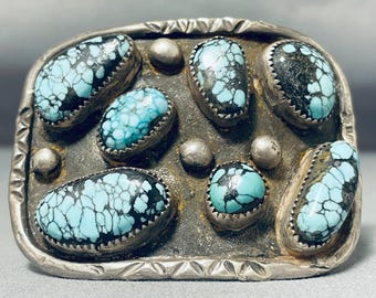 Museum Blue Wind Turquoise Vintage Native American Navajo Sterling Silver Bracelet Museum Blue Wind Turquoise Vintage Native American Navajo Sterling Silver Bracelet