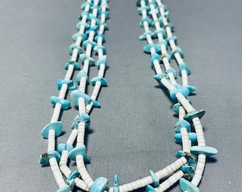 Native American Important Vintage Santo Domingo Turquoise Shell Necklace - Make An Offer!