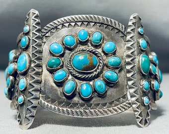 Zeer belangrijke jaren 1920/30 Vintage Native American Navajo Turquoise Ingot zilveren armband - Doe een bod!