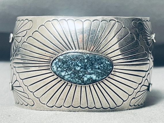 Incredible Intricate Vintage Native American Navajo Spiderweb Turquoise Sterling Silver Bracelet Incredible Intricate Vintage Native American Navajo Spiderweb Turquoise Sterling Silver Bracelet