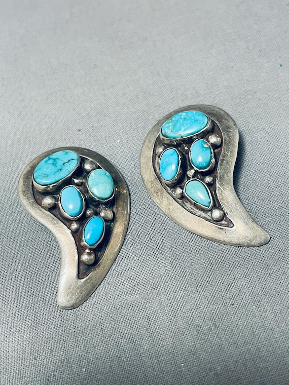 Angel Wings Vintage Native American Zuni Turquoise Sterling Silver Earrings Angel Wings Vintage Native American Zuni Turquoise Sterling Silver Earrings