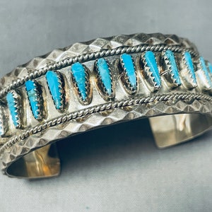 3d Works Vintage Native American Navajo Turquoise Teardrop Sterling Silver Bracelet Cuff 3d Works Vintage Native American Navajo Turquoise Teardrop Sterling Silver Bracelet Cuff