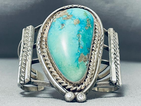 アクセサリー Vintage Navajo Turquoise Silver Bracelet Vintage Navajo sterling silver turquoise bracelet, 28 grams