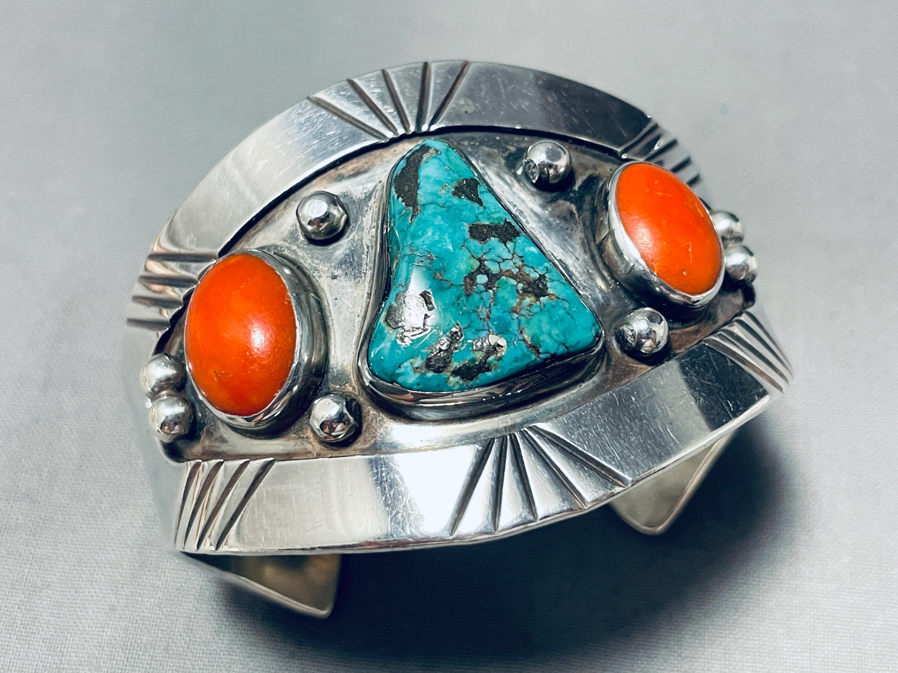 Native American Important Old Deposit Crow Springs Turquoise Sterling Silver Bracelet Native American Important Old Deposit Crow Springs Turquoise Sterling Silver Bracelet