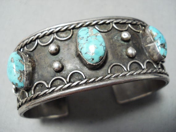 Lasso Love Vintage Native American Navajo Turquoise Sterling Silver Bracelet Old Lasso Love Vintage Native American Navajo Turquoise Sterling Silver Bracelet Old