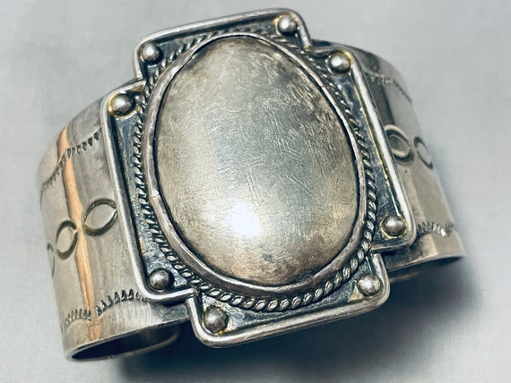 Repoussed Galore Vintage Navajo Ron Willie Sterling Native American Jewelry Silver Bracelet Repoussed Galore Vintage Navajo Ron Willie Sterling Native American Jewelry Silver Bracelet