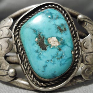 Opulent Vintage Native American Navajo Carico Lake Turquoise Sterling Silver Bracelet Old Opulent Vintage Native American Navajo Carico Lake Turquoise Sterling Silver Bracelet Old