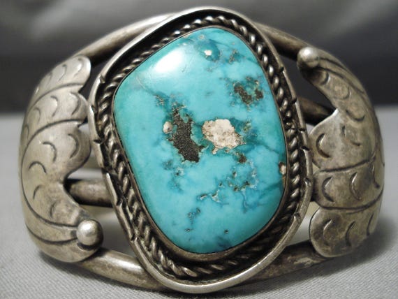 Opulent Vintage Native American Navajo #8 Turquoise Sterling Silver Bracelet Cuff Old Opulent Vintage Native American Navajo #8 Turquoise Sterling Silver Bracelet Cuff Old