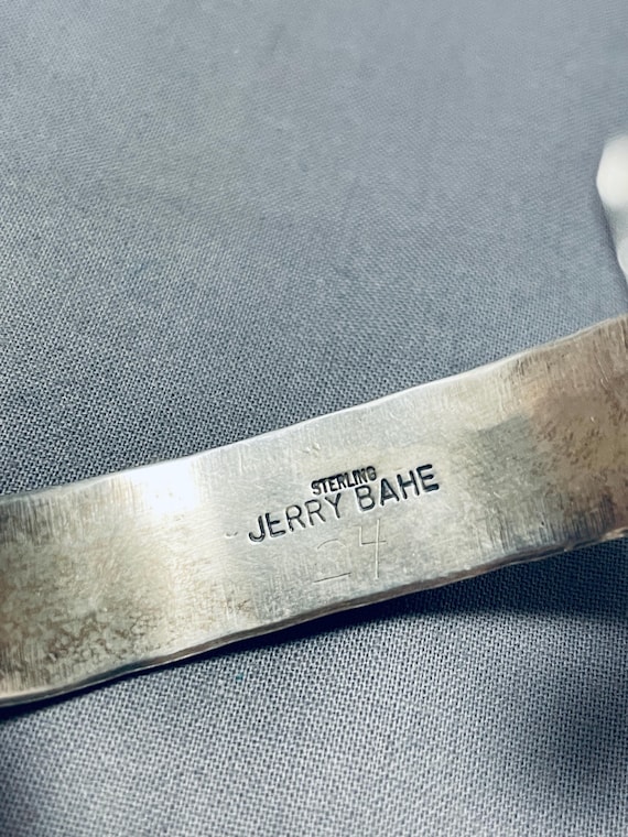 Marvelous Vintage Native American Navajo Coral Sterling Silver Bracelet Signed Jerry Bahe Marvelous Vintage Native American Navajo Coral Sterling Silver Bracelet Signed Jerry Bahe