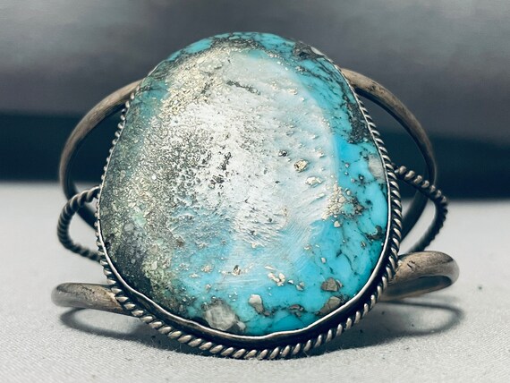 Heavy 127 Gram Vintage Native American Navajo Morenci Turquoise Sterling Silver Bracelet Heavy 127 Gram Vintage Native American Navajo Morenci Turquoise Sterling Silver Bracelet