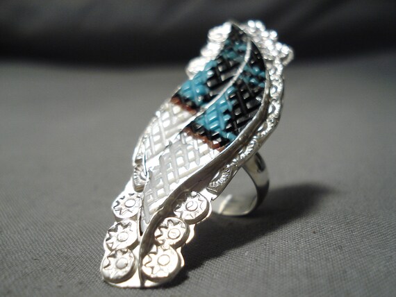 Intricate! Vintage Zuni Turquoise Sterling Silver… - image 4