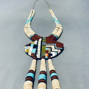 Native American One Of The Most Unique Vintage Santo Domingo Turquoise Heishi Necklace Native American One Of The Most Unique Vintage Santo Domingo Turquoise Heishi Necklace