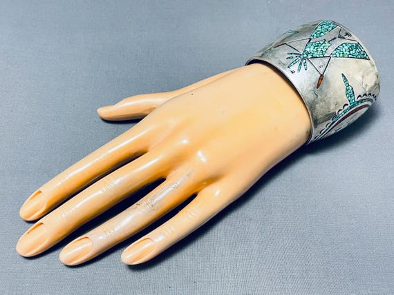 Heavy 104 Gram Teepee Vintage Native American Navajo Turquoise Coral Sterling Silver Bracelet Heavy 104 Gram Teepee Vintage Native American Navajo Turquoise Coral Sterling Silver Bracelet