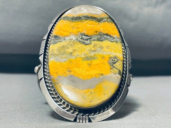 Mongo 100 Gram Vintage Native American Navajo Sterling Silver Honeybee Japser Bracelet Mongo 100 Gram Vintage Native American Navajo Sterling Silver Honeybee Japser Bracelet