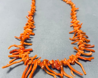 Native American Astonishing Vintage Santo Domingo Coral Sterling Silver Necklace - Make An Offer!