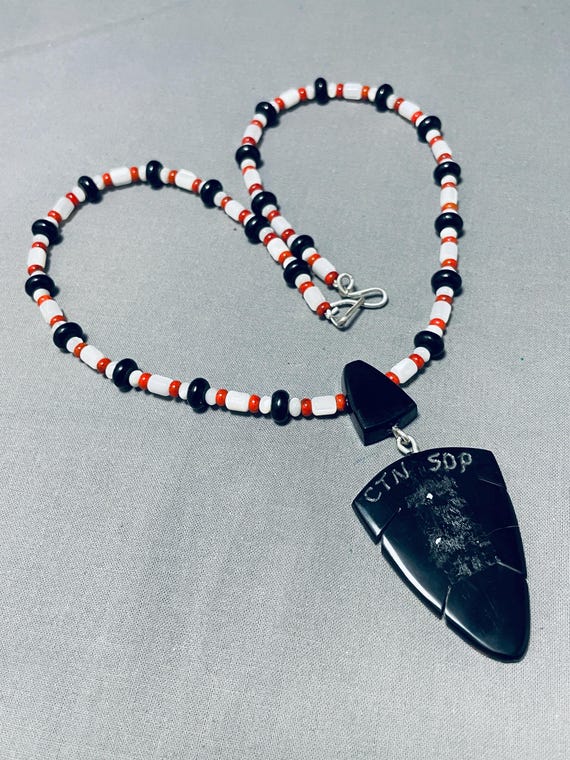 Native American Stunning Santo Domingo Inlay Turquoise Coral Jet Shell Sterling Silver Necklace Native American Stunning Santo Domingo Inlay Turquoise Coral Jet Shell Sterling Silver Necklace