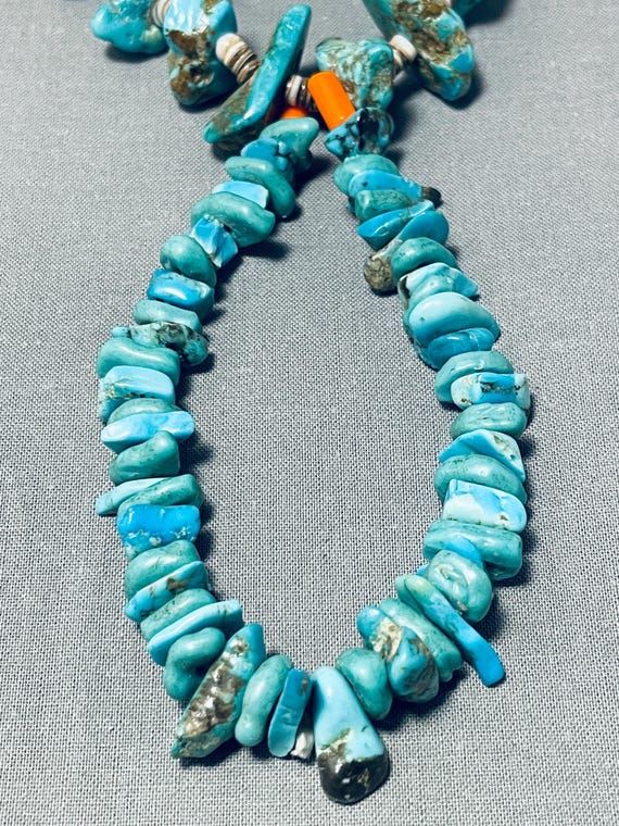 Absolutely Incredible Vintage Native American Navajo Turquoise Nugget Necklace Old Absolutely Incredible Vintage Native American Navajo Turquoise Nugget Necklace Old