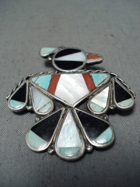 Fantastic Vintage Native American Zuni Turquoise Sterling Silver Pin/ Pendant Fantastic Vintage Native American Zuni Turquoise Sterling Silver Pin/ Pendant