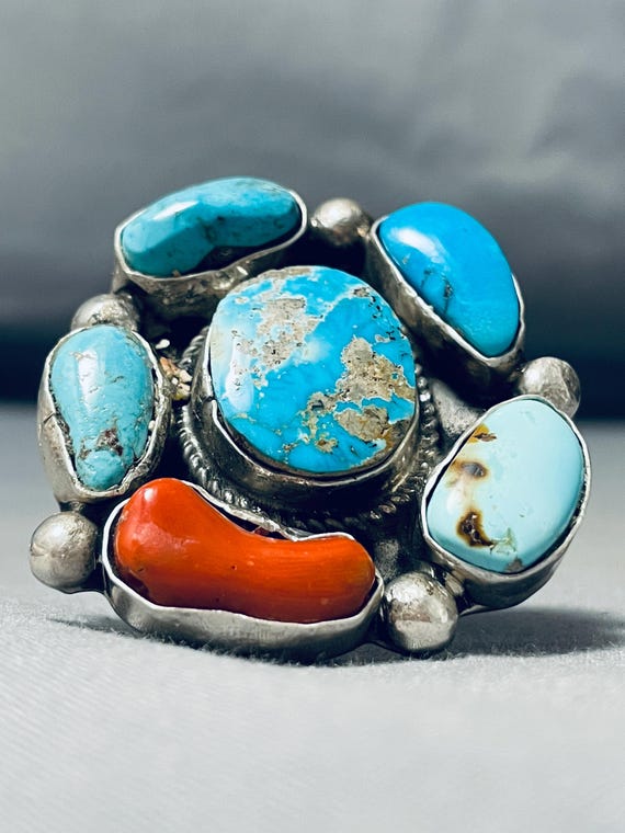 Magnificent Vintage Native American Navajo Toledo Family #8 Turquoise Sterling Silver Bracelet Magnificent Vintage Native American Navajo Toledo Family #8 Turquoise Sterling Silver Bracelet