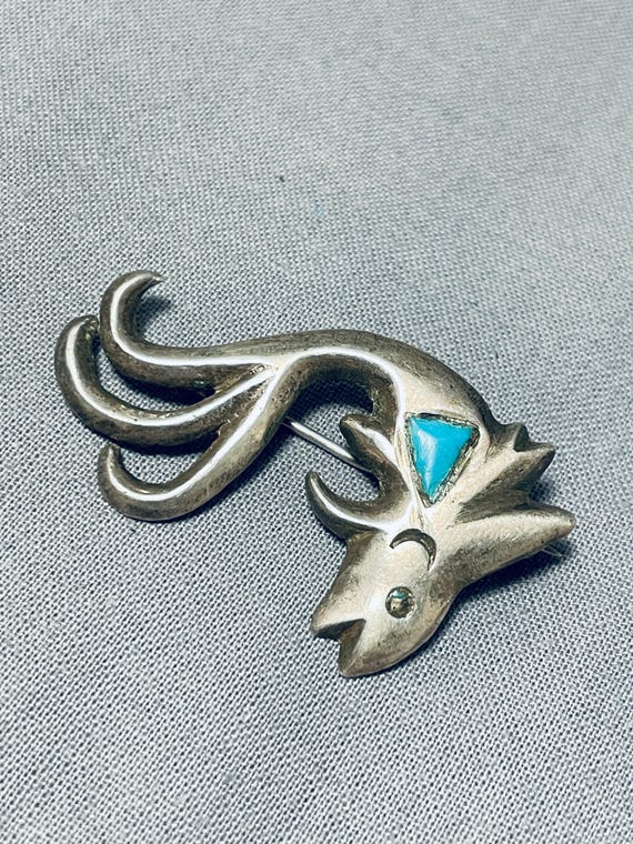 Very Unique Koi Fish Vintage Native American Navajo Turquoise Sterling Silver Pin Very Unique Koi Fish Vintage Native American Navajo Turquoise Sterling Silver Pin
