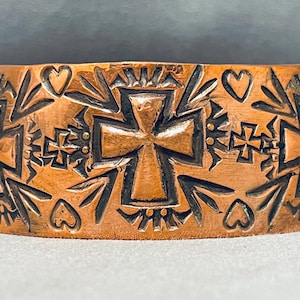 Ronnie Willie Native American Navajo Copper Cross Heart Bracelet Ronnie Willie Native American Navajo Copper Cross Heart Bracelet