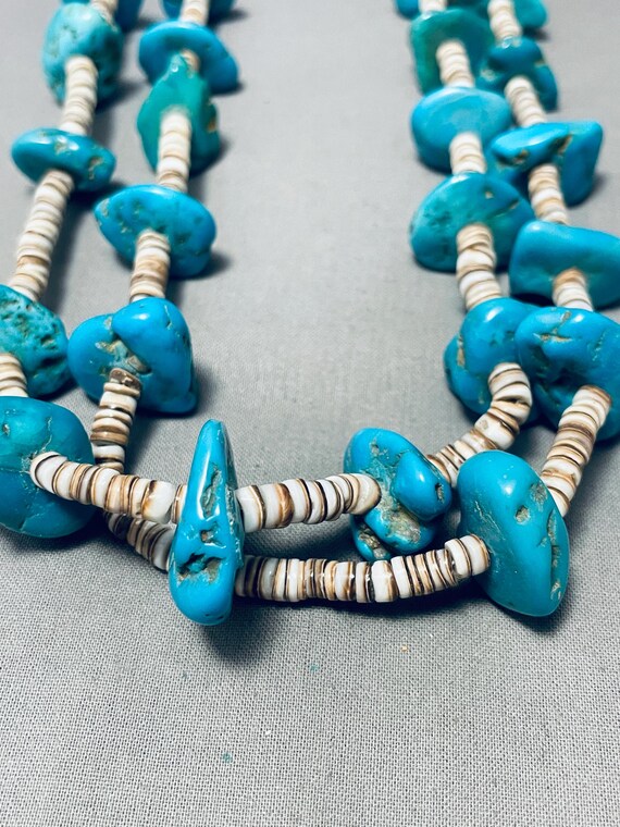 Native American 175 Grams Vintage Authentic Santo Domingo Turquoise Heishi Necklace Old Native American 175 Grams Vintage Authentic Santo Domingo Turquoise Heishi Necklace Old