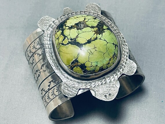 Heavy 127 Gram Vintage Native American Navajo Green Turquoise Sterling Silver Bracelet Heavy 127 Gram Vintage Native American Navajo Green Turquoise Sterling Silver Bracelet