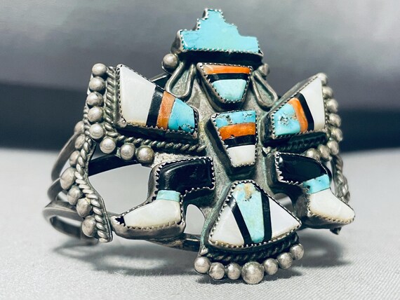 Navajo signed intricate for small wrist . Sterling 925 Navajo Sterling Silver Hallmarked Hand Stamped Handcrafted  main image 4