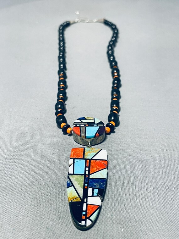 Native American Rare Vintage Santo Domingo Royston Turquoise Jet Necklace Native American Rare Vintage Santo Domingo Royston Turquoise Jet Necklace