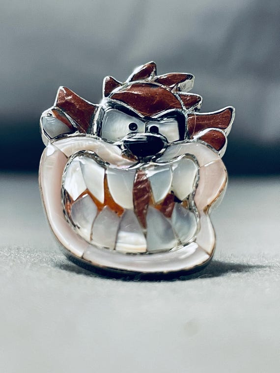 Incredibly Intricate Vintage Zuni/ Navajo Tasmanian Devil Native American Jewelry Silver Pin Incredibly Intricate Vintage Zuni/ Navajo Tasmanian Devil Native American Jewelry Silver Pin