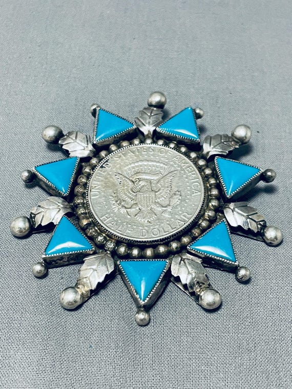 Incomparable Vintage Native American Navajo Blue Gem Turquoise Sterling Silver Pin Incomparable Vintage Native American Navajo Blue Gem Turquoise Sterling Silver Pin