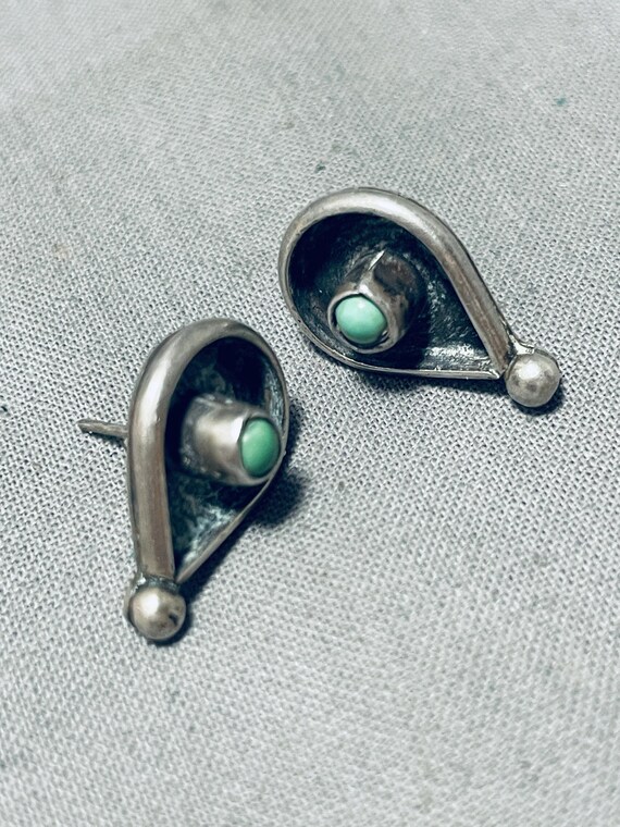Important Fabulous Native American Navajo Jeanette Dale Sterling Silver #8 Turquoise Earrings Important Fabulous Native American Navajo Jeanette Dale Sterling Silver #8 Turquoise Earrings