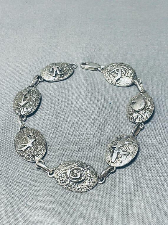 Ancient Petroglyph Native American Navajo Turquoise Sterling Silver Heavy Bracelet Ancient Petroglyph Native American Navajo Turquoise Sterling Silver Heavy Bracelet