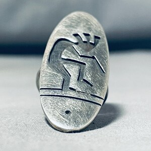 Exceptional Vintage Native American Hopi Signed Sterling Silver Kokopelli Colossal Ring Exceptional Vintage Native American Hopi Signed Sterling Silver Kokopelli Colossal Ring