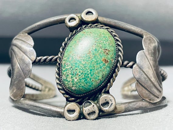 Important Vintage Native American Navajo Rare Deposit Turquoise Sterling Silver Bracelet Important Vintage Native American Navajo Rare Deposit Turquoise Sterling Silver Bracelet