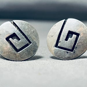 Authentic Early Vintage Native American Hopi Victor Coochwytewa Sterling Silver Earrings Authentic Early Vintage Native American Hopi Victor Coochwytewa Sterling Silver Earrings
