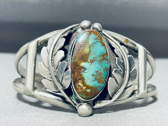 Gasp! Vintage Navajo Royston Turquoise Sterling Silver Leaf Bracelet Gasp! Vintage Navajo Royston Turquoise Sterling Silver Leaf Bracelet