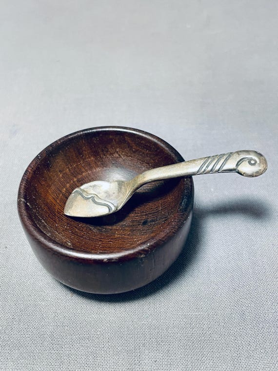 Important Vintage Native American Navajo Kenneth Begay Sterling Silver Salt Spoons Important Vintage Native American Navajo Kenneth Begay Sterling Silver Salt Spoons