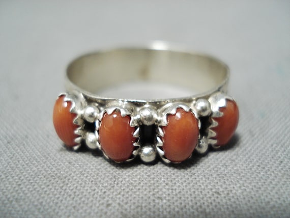 D. Ashley Native American Navajo Coral Sterling Silver Ring D. Ashley Native American Navajo Coral Sterling Silver Ring