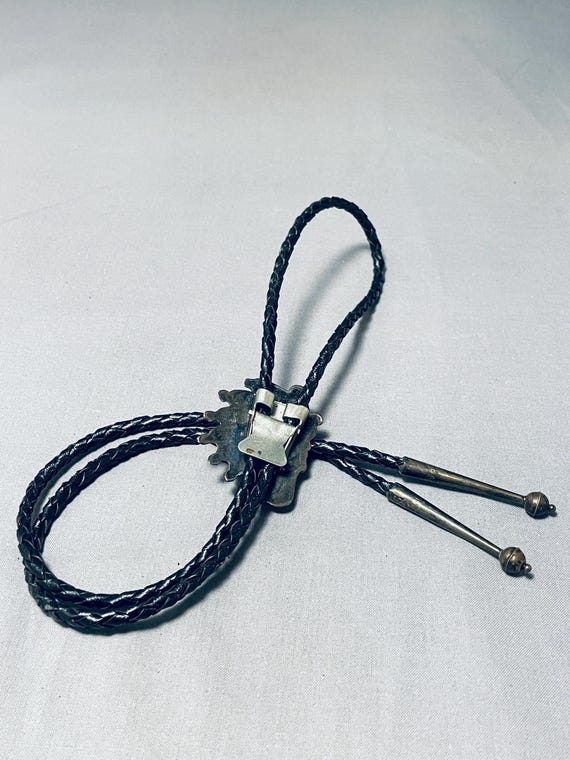 Important Older Vintage Native American Navajo Turquoise Chief Sterling Silver Bolo Tie Important Older Vintage Native American Navajo Turquoise Chief Sterling Silver Bolo Tie