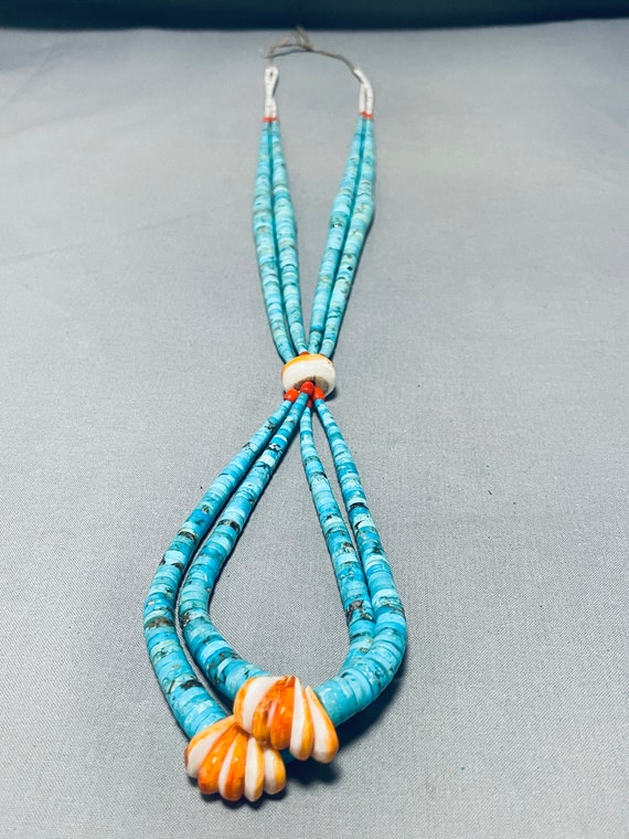 Native American Important Graduating Turquoise Width Vintage Santo Domingo Necklace Native American Important Graduating Turquoise Width Vintage Santo Domingo Necklace