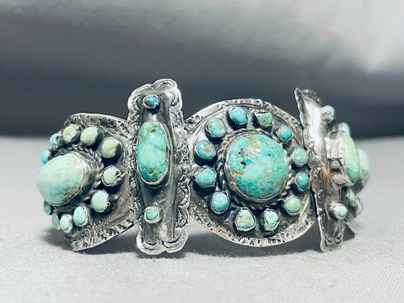 Important Vintage Native American Navajo Royston Turquoise Sterling Silver Bracelet Old Important Vintage Native American Navajo Royston Turquoise Sterling Silver Bracelet Old