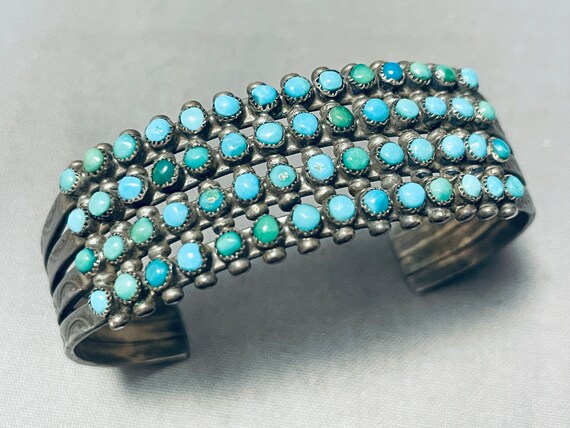 Early 1900's Vintage Native American Navajo Early Carico Lake Turquoise Sterling Silver Bracelet Early 1900's Vintage Native American Navajo Early Carico Lake Turquoise Sterling Silver Bracelet