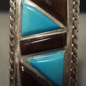 Colossal Vintage Navajo 'Triangular Turquoise Shell' Native American Jewelry Silver Ring Colossal Vintage Navajo 'Triangular Turquoise Shell' Native American Jewelry Silver Ring