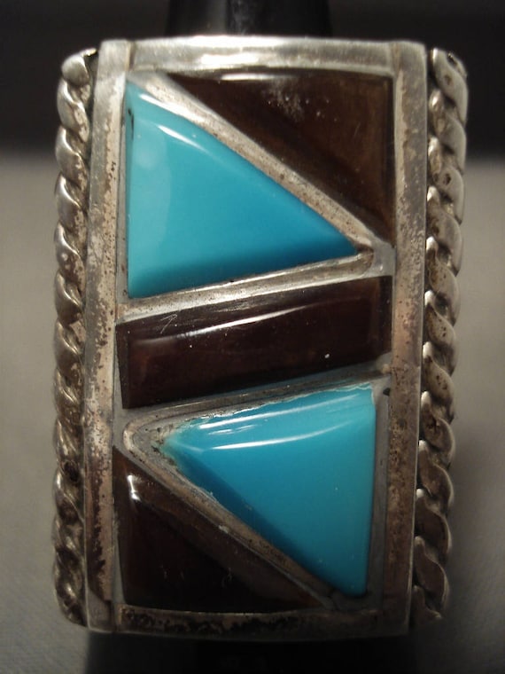 Colossal Royston Turquoise Sterling Silver Kachina Ring Colossal Royston Turquoise Sterling Silver Kachina Ring