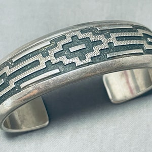 Amazing Native American Navajo Handcarved Sterling Silver Rug Designs Dan Jackson Bracelet Amazing Native American Navajo Handcarved Sterling Silver Rug Designs Dan Jackson Bracelet