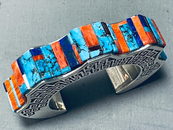 Important Hank Whitethorne Vintage Native American Navajo Lapis Sterling Silver Necklace Old Important Hank Whitethorne Vintage Native American Navajo Lapis Sterling Silver Necklace Old
