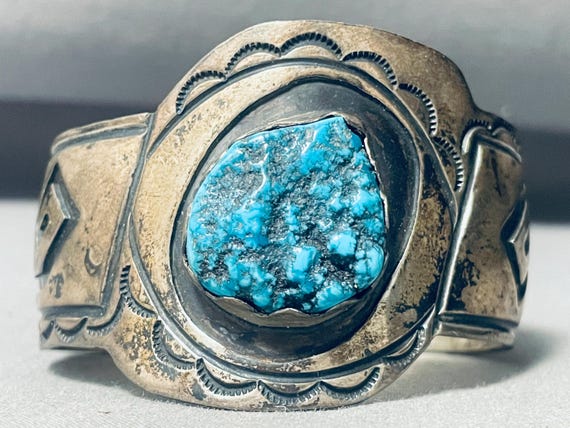 W Dodson Vintage Native American Navajo Turquoise Sterling Silver Bracelet W Dodson Vintage Native American Navajo Turquoise Sterling Silver Bracelet