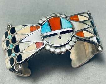 One Of The Best Ever Vintage Native American Zuni Sterling Silver Inlay Bracelet Old One Of The Best Ever Vintage Native American Zuni Sterling Silver Inlay Bracelet Old